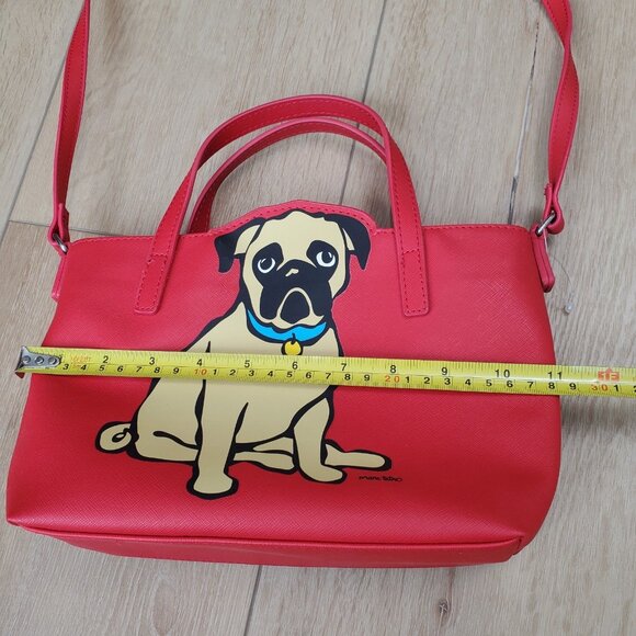Marc Tetro Red Pug Dog Small Tote Crossbody Bag Purse NWOT - Picture 10 of 16
